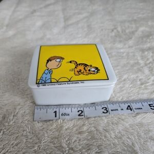 Enesco Yellow and White Cartoon Trinket Box